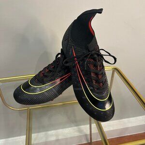 RURAN Men's Soccer Shoes Football Cleats with Lace-Up High-Tops Non-Slip Spikes